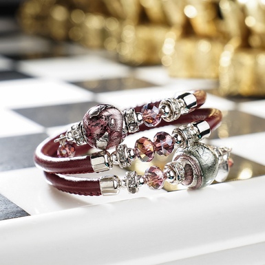 Bransoletka ze szkła Murano "Burgundy"