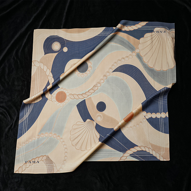 Premium scarf "Pearl Breeze" by Fama (72x72 cm) - natural wool Scabal Super 100`s