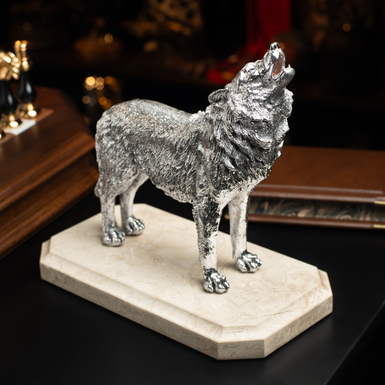 Figurine "White Wolf" with silver plating by Yevgeny Yepur