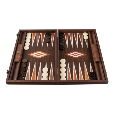 Handmade natural burl backgammon set with pearlescent elements ("Pearlescent") by Manopoulos (48x30 cm)