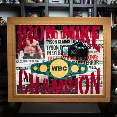 Boxer Mike Tyson's autograph "Iron Mike - Champion" with boxing glove
