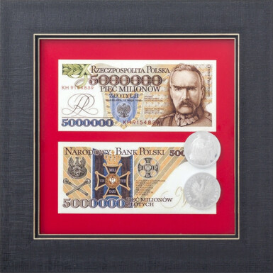 Collage "Money of Poland" made of copper and silver plated