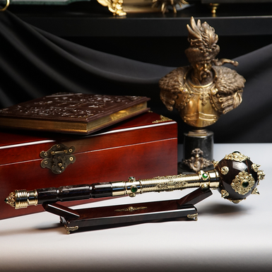 Mace made of obsidian in a case