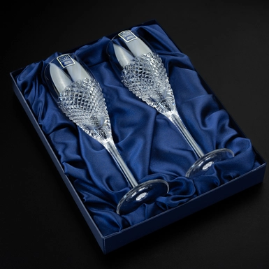 Crystal glasses for champagne «Victoria» (2 pcs) from Royal Buckingham, Great Britain (WITH DEFECT)